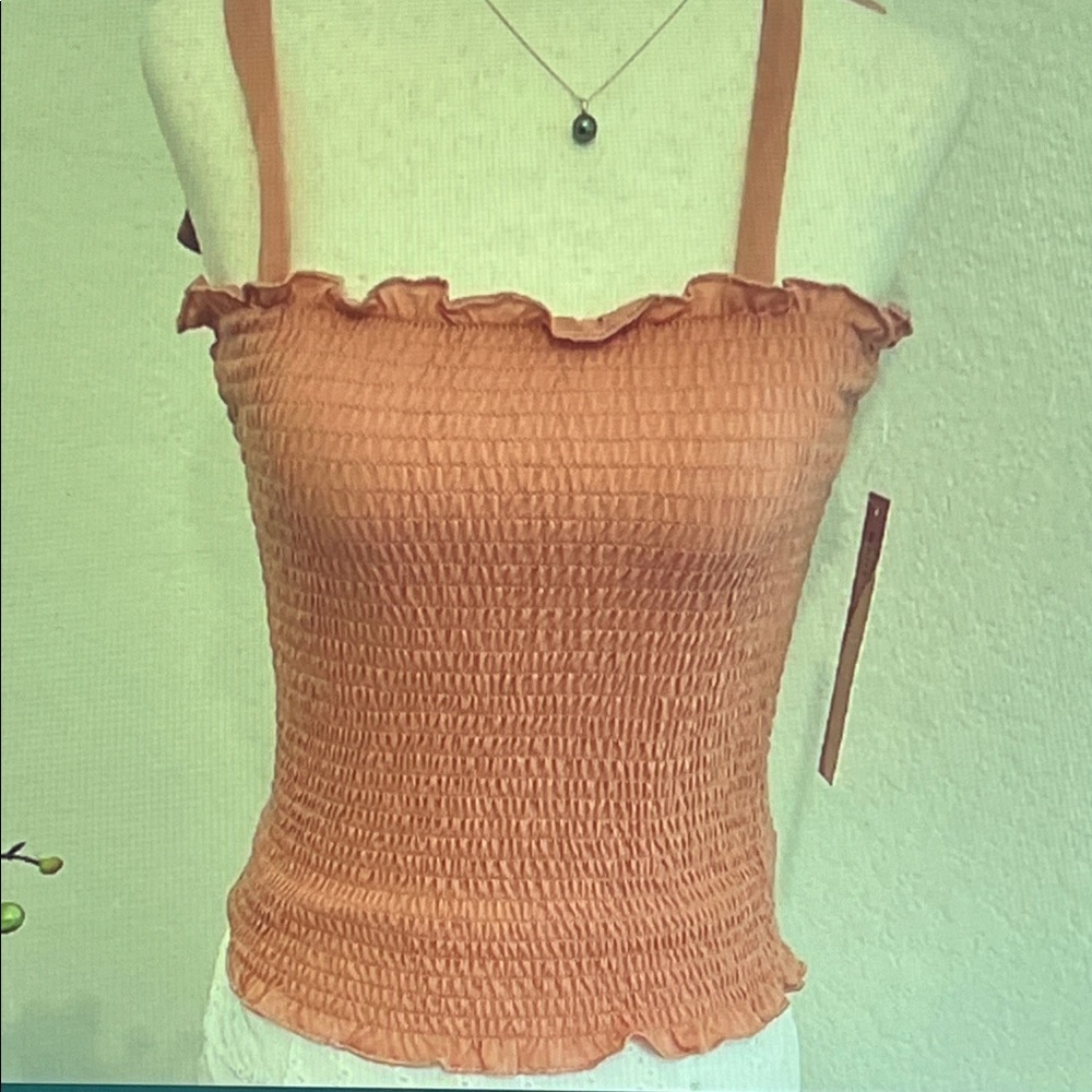 Crave Fame Rust Smocked Tank Top